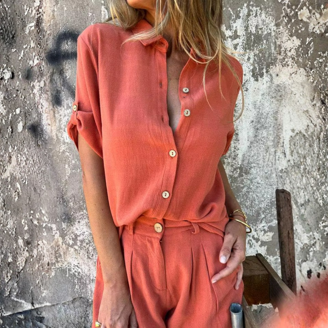 Ensemble Estival Sélina | Chemise manches courtes & short fluide assorti 2