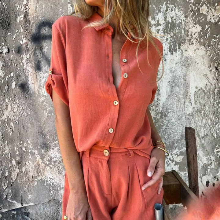Ensemble Estival Sélina | Chemise manches courtes & short fluide assorti 2