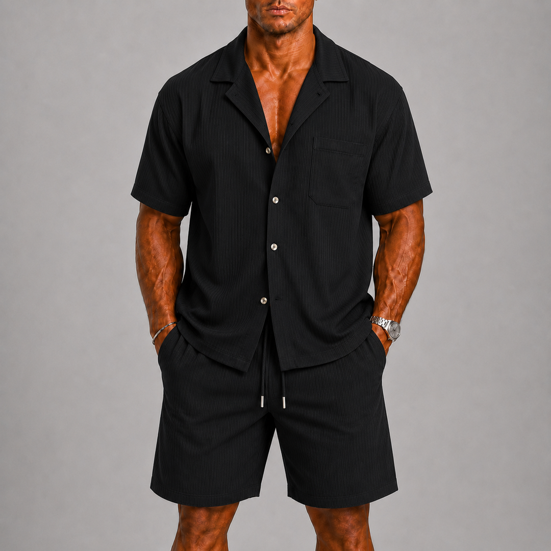 Ensemble Été Homme Celvoir | Chemise Courte & Short Léger en Lin 1