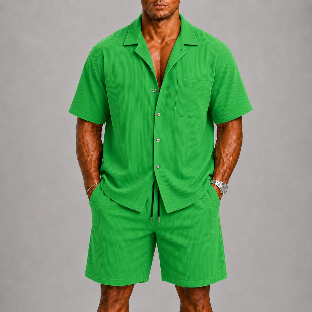 Ensemble Été Homme Celvoir | Chemise Courte & Short Léger en Lin 4