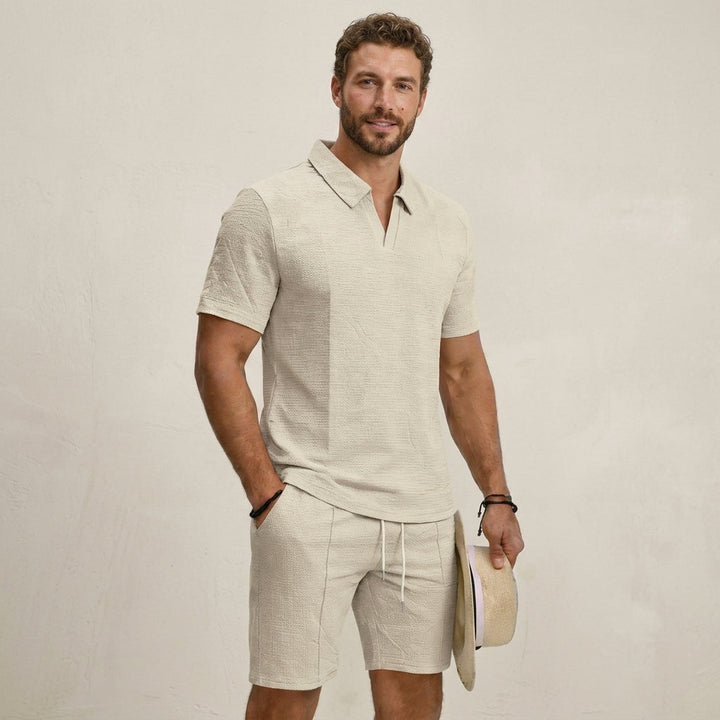 Ensemble Été Homme Celvoir | Chemise Jacquard Légère & Short Décontracté 2