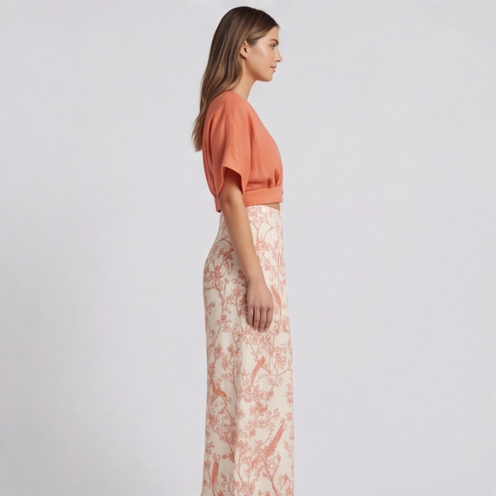 Ensemble Fiamma Femme | Top croisé manches courtes & pantalon large floral été 1
