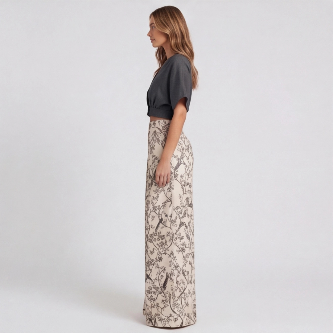 Ensemble Fiamma Femme | Top croisé manches courtes & pantalon large floral été 4