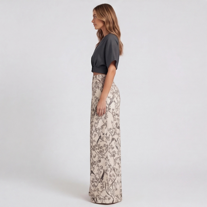 Ensemble Fiamma Femme | Top croisé manches courtes & pantalon large floral été 4