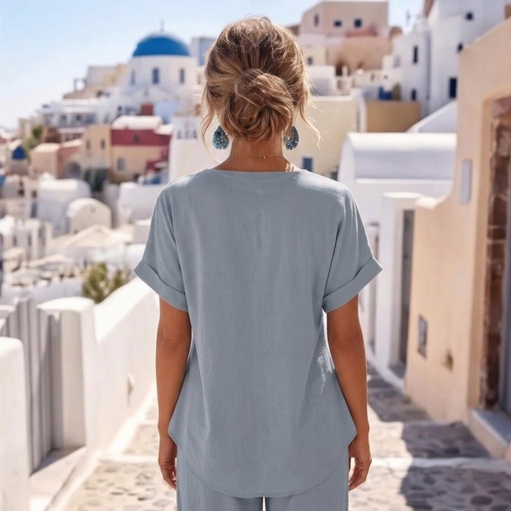 Ensemble Giulia Femme | Haut Cache-Cœur et Pantalon Cropped Léger, Élégant et Confortable 5