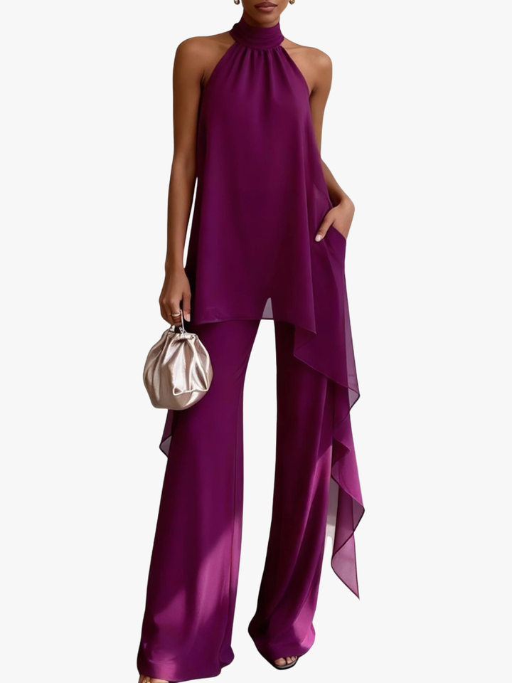 Ensemble Halter Élégant Mira | Silhouette Fluide & Couleur Intense 1