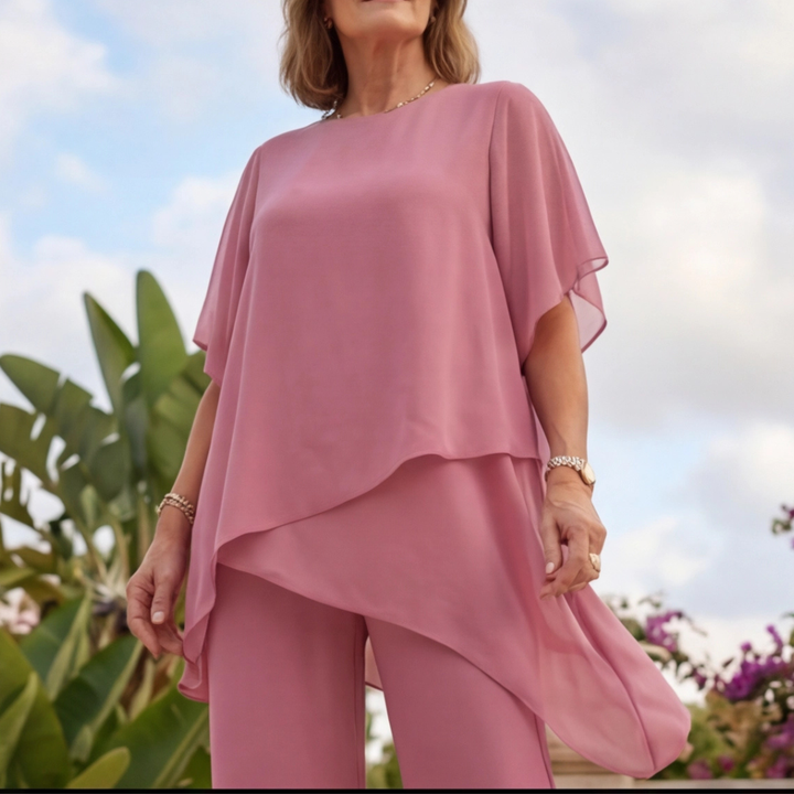 Ensemble Polina Femme | Deux pièces fluides, col rond asymétrique 2