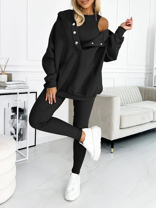 Ensemble Sport Femme Luna | 3 Pièces en Coton, Hoodie Oversize & Legging Taille Haute 11