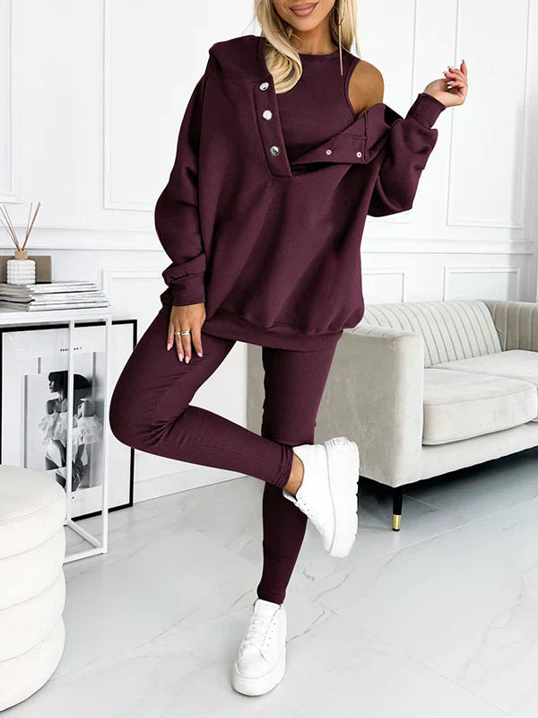 Ensemble Sport Femme Luna | 3 Pièces en Coton, Hoodie Oversize & Legging Taille Haute 13