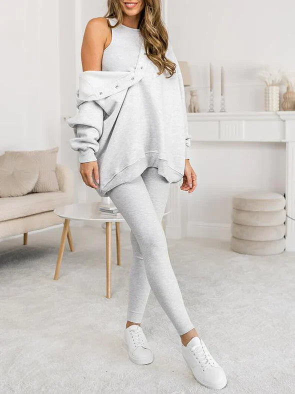Ensemble Sport Femme Luna | 3 Pièces en Coton, Hoodie Oversize & Legging Taille Haute 4
