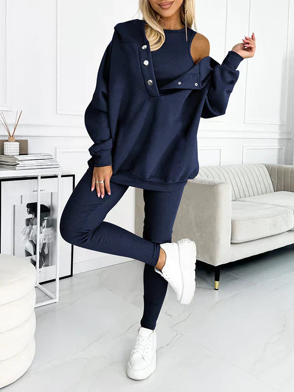 Ensemble Sport Femme Luna | 3 Pièces en Coton, Hoodie Oversize & Legging Taille Haute 5