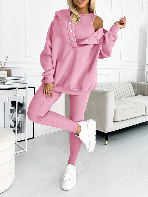 Ensemble Sport Femme Luna | 3 Pièces en Coton, Hoodie Oversize & Legging Taille Haute 9