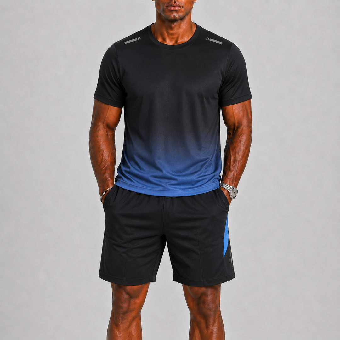 Ensemble Sportif Celvoir | Tissu Respirant & Séchage Rapide, Motif Dégradé Noir et Rouge 0