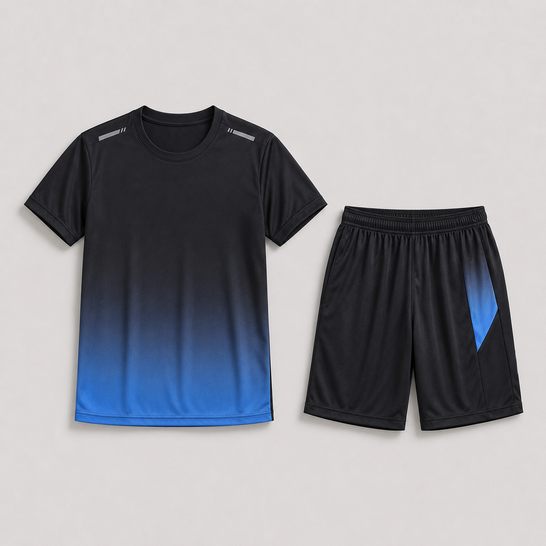 Ensemble Sportif Celvoir | Tissu Respirant & Séchage Rapide, Motif Dégradé Noir et Rouge 4