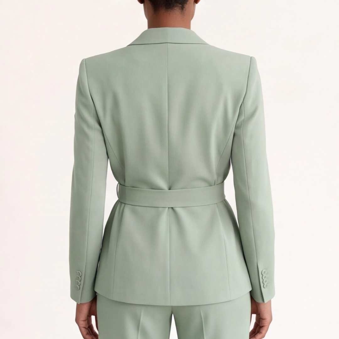 Ensemble Tailleur Emma | Blazer Croisé Ceinturé & Pantalon Large Chic 3