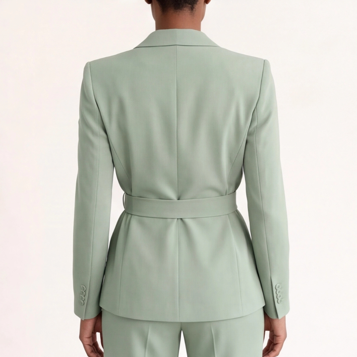 Ensemble Tailleur Emma | Blazer Croisé Ceinturé & Pantalon Large Chic 3