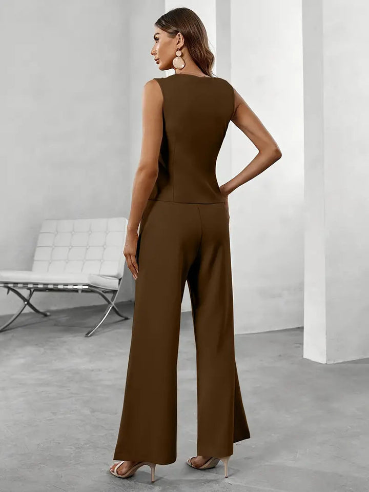 Ensemble Tailleur Femme Adeline | Gilet Sans Manches et Pantalon Large Élégant 5