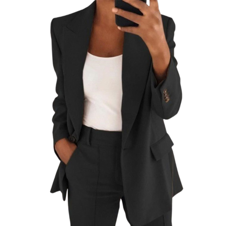 Ensemble Tailleur Femme Anna | Veste et Pantalon Chic, Polyester Élastique 0
