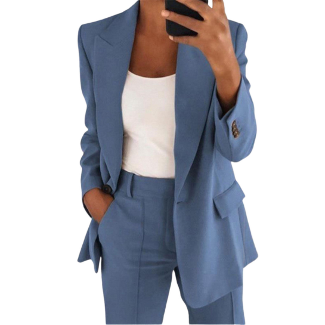 Ensemble Tailleur Femme Anna | Veste et Pantalon Chic, Polyester Élastique 1