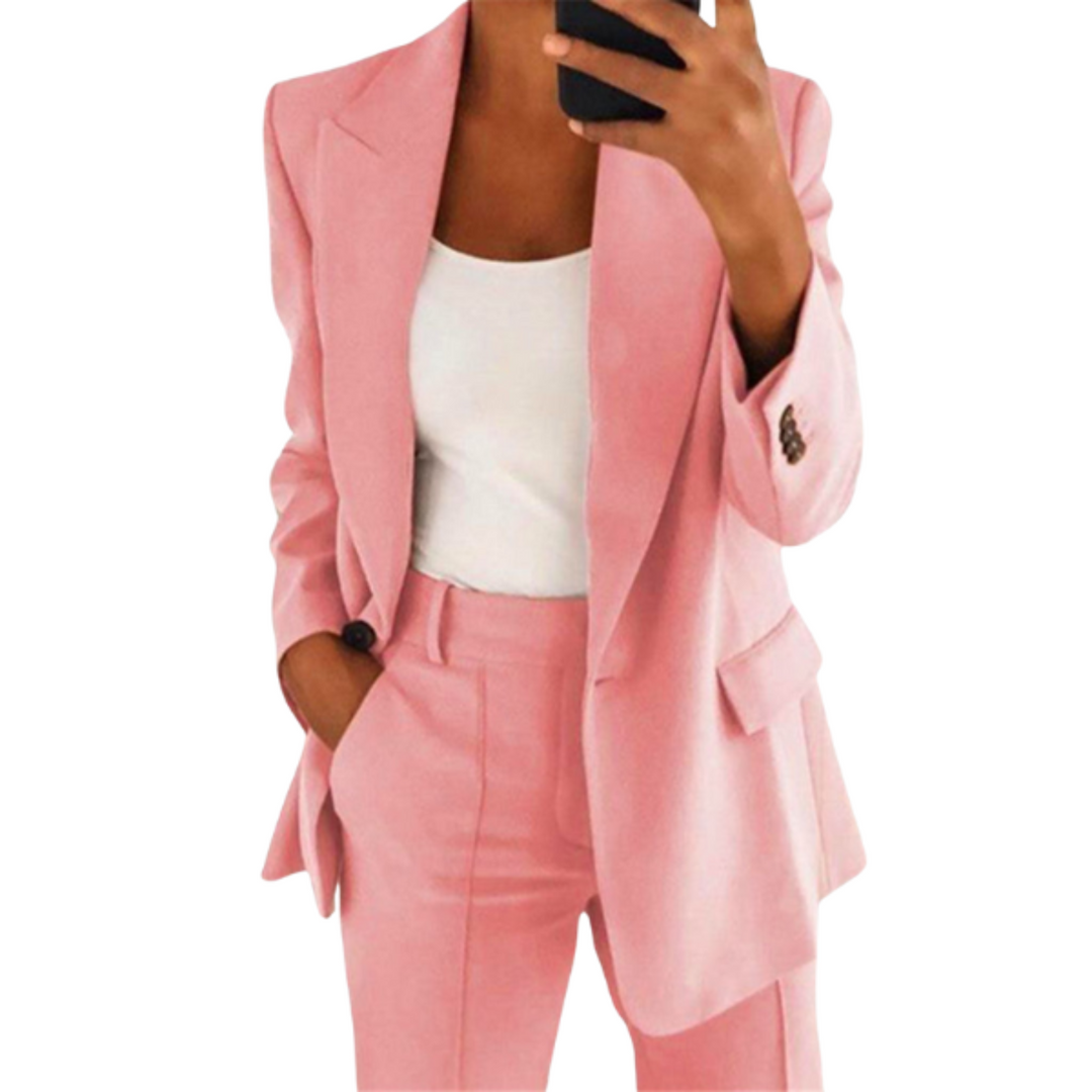Ensemble Tailleur Femme Anna | Veste et Pantalon Chic, Polyester Élastique 3