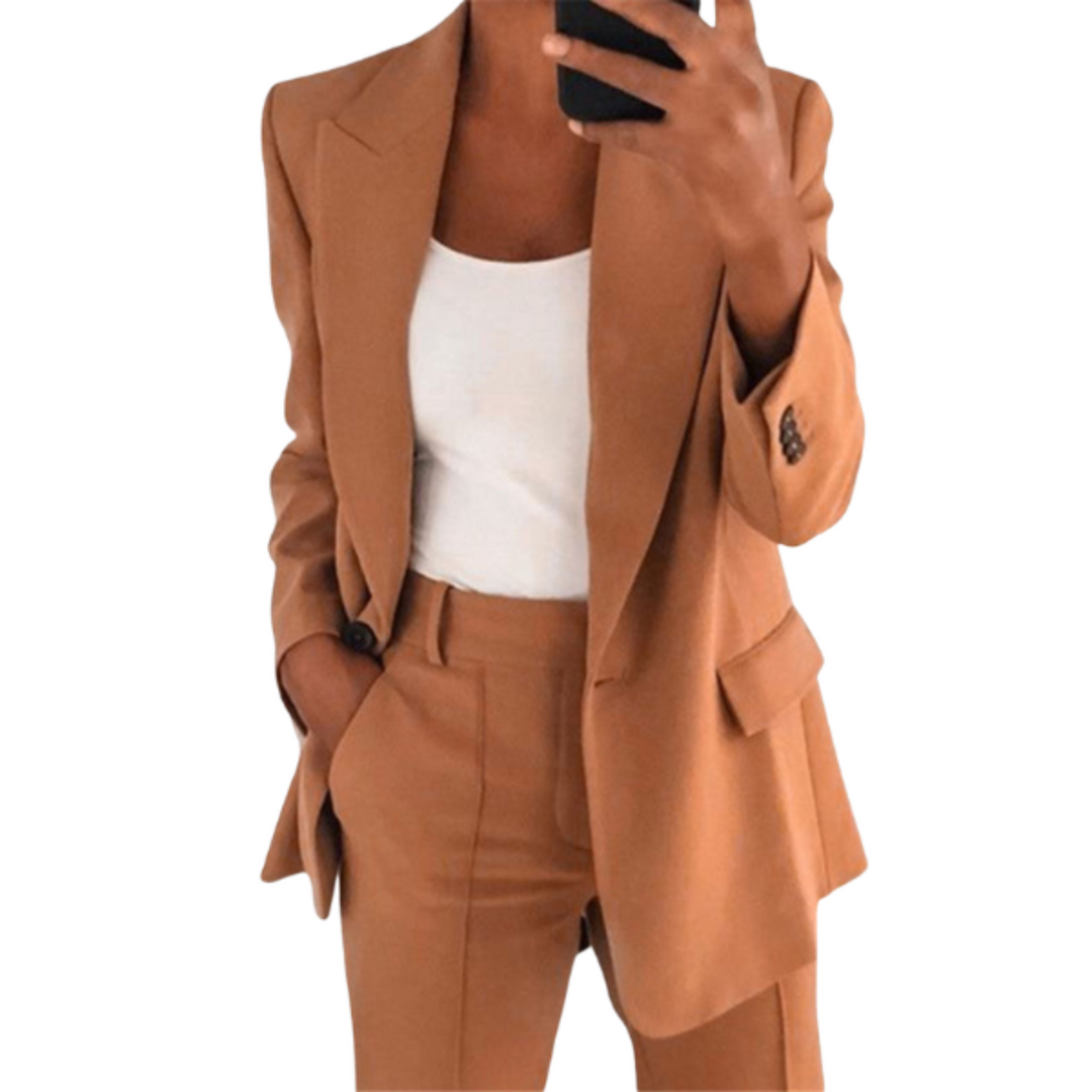 Ensemble Tailleur Femme Anna | Veste et Pantalon Chic, Polyester Élastique 4