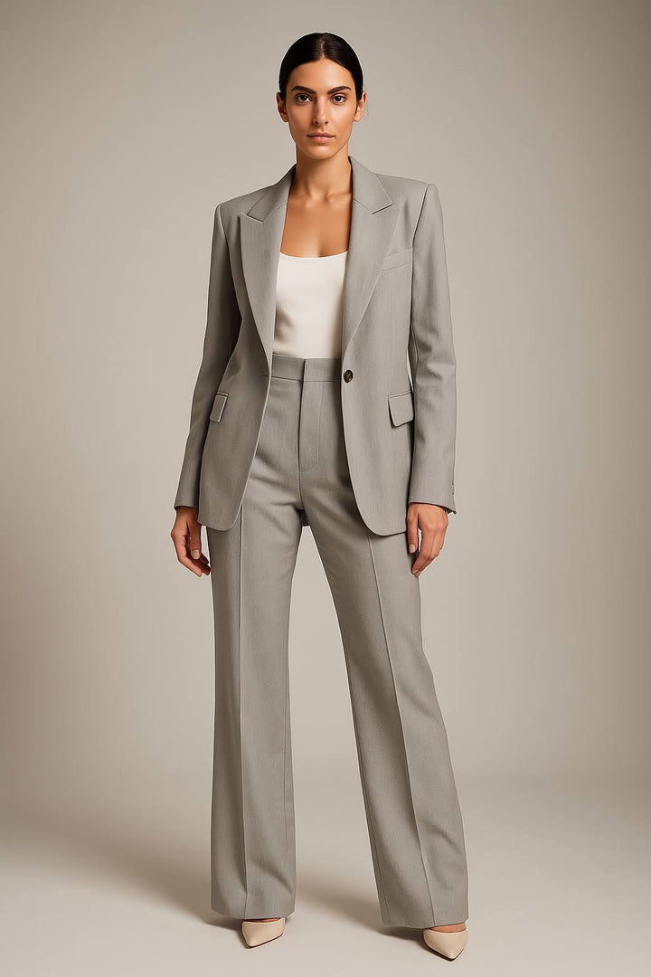 Ensemble Tailleur Mathilde | Veste Structurée et Pantalon Large Taille Haute Femme 1