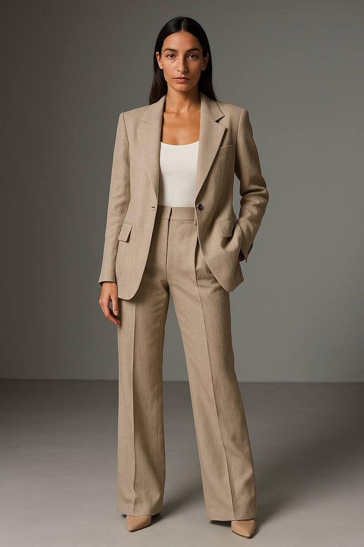 Ensemble Tailleur Mathilde | Veste Structurée et Pantalon Large Taille Haute Femme 2