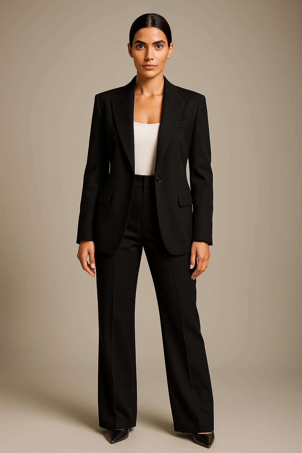 Ensemble Tailleur Mathilde | Veste Structurée et Pantalon Large Taille Haute Femme 3