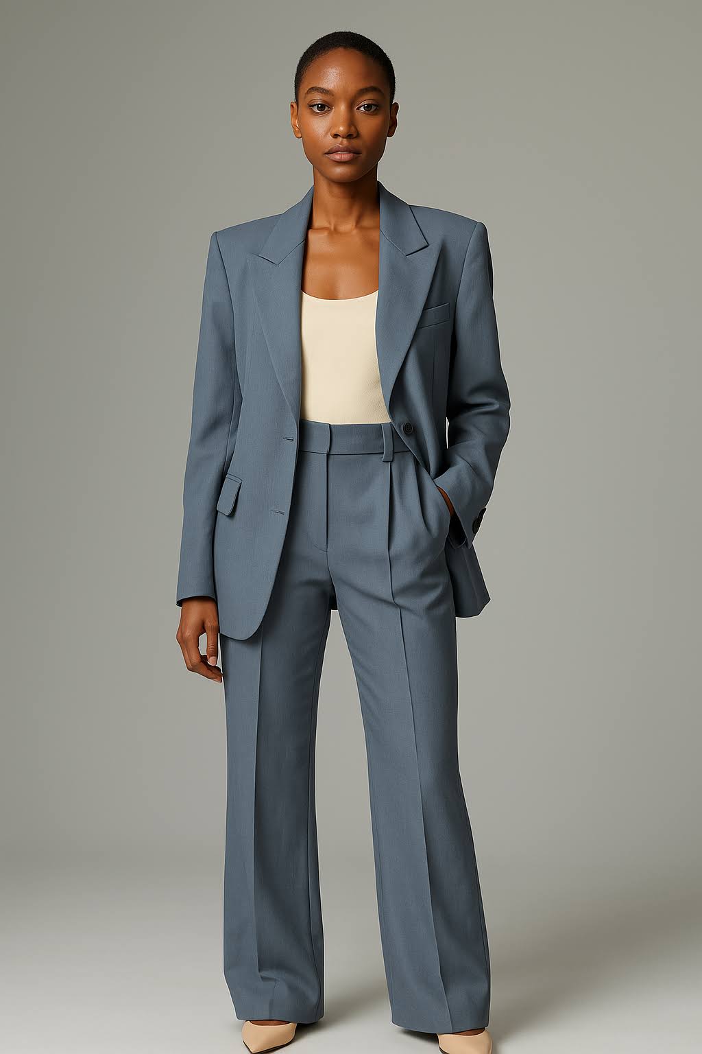 Ensemble Tailleur Mathilde | Veste Structurée et Pantalon Large Taille Haute Femme 5