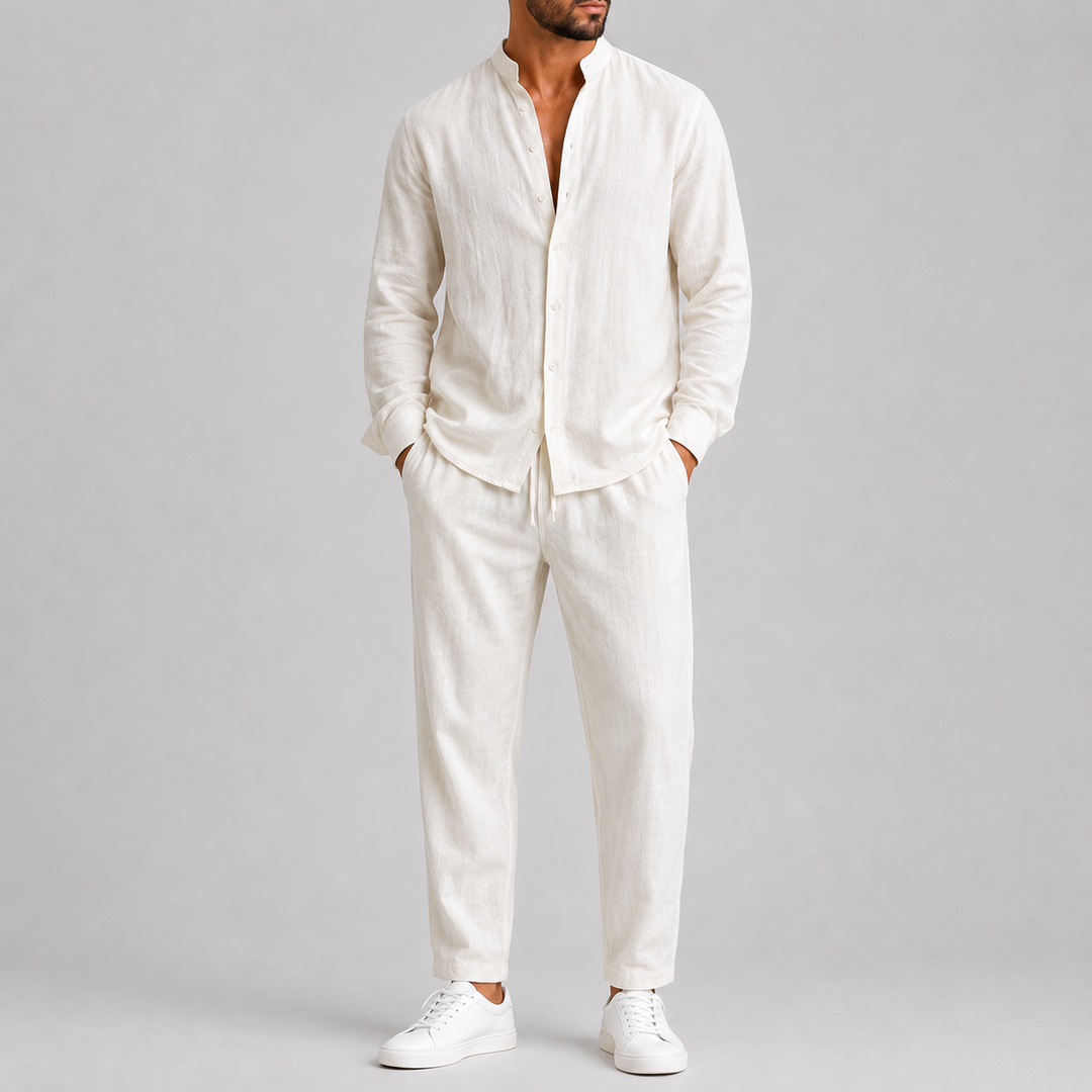 Ensemble d'Été Homme Celvoir | Chemise Col Montant & Pantalon Regular Fit 2