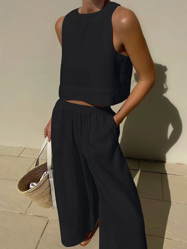 Ensemble décontracté Léonie | Débardeur ample en polyester & pantalon uni 6