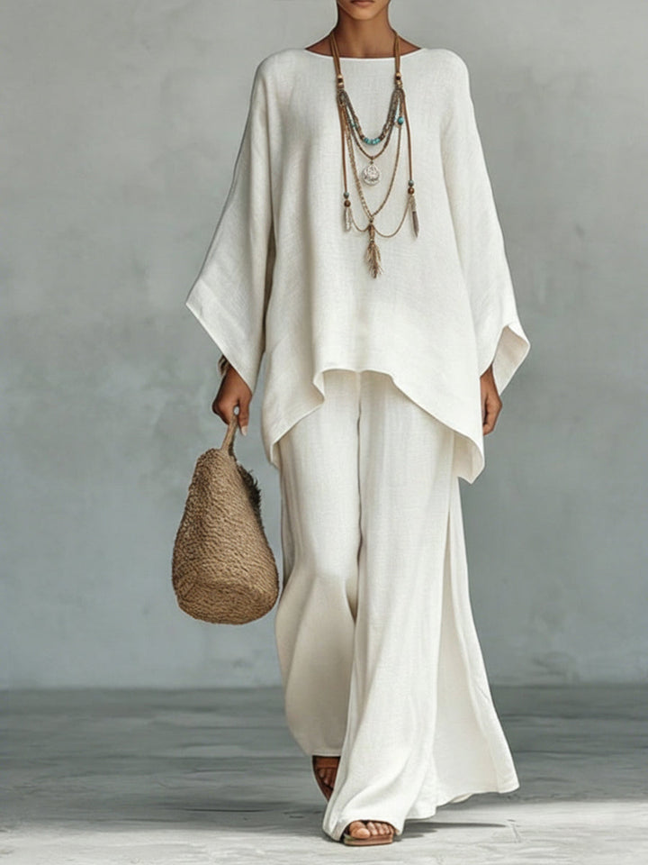 Ensemble en lin Lila | Coupe ample et légère pour femmes 0