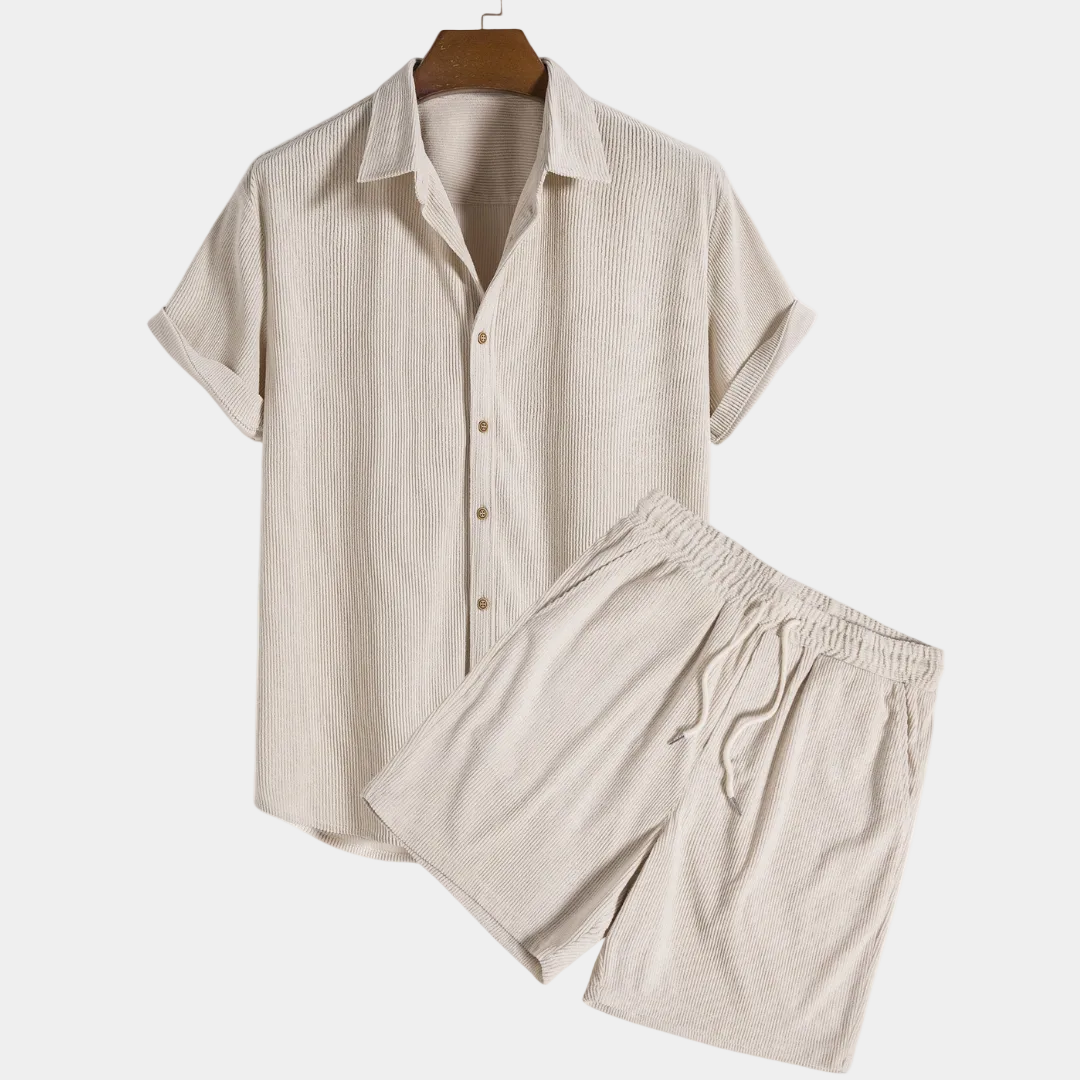 Ensemble été homme Maxime | Chemise à col ouvert & short élastique en coton 0