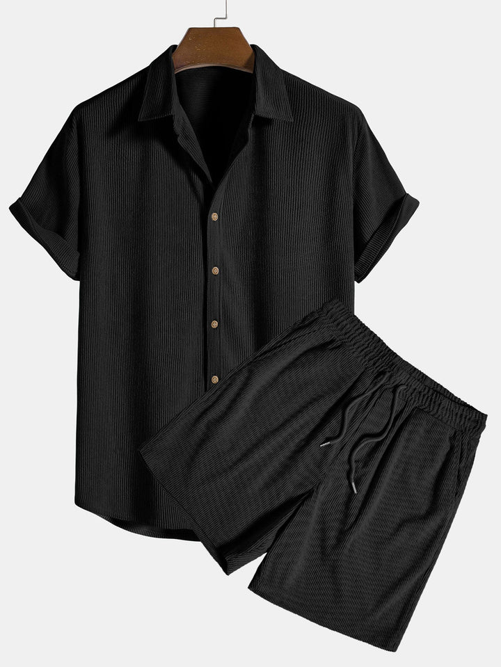Ensemble été homme Maxime | Chemise à col ouvert & short élastique en coton 1