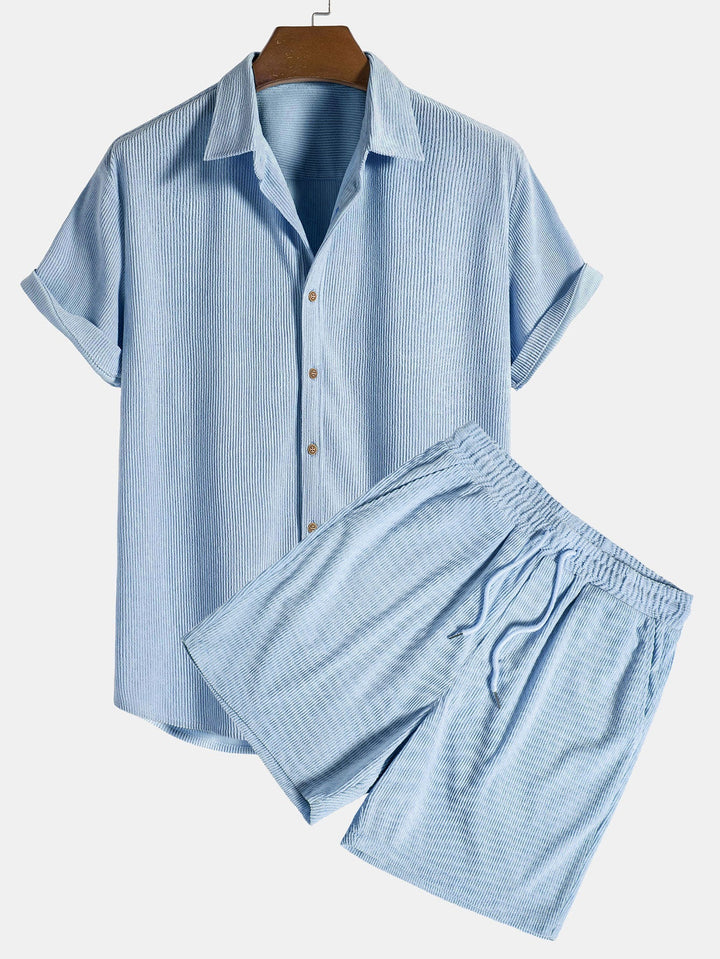 Ensemble été homme Maxime | Chemise à col ouvert & short élastique en coton 2