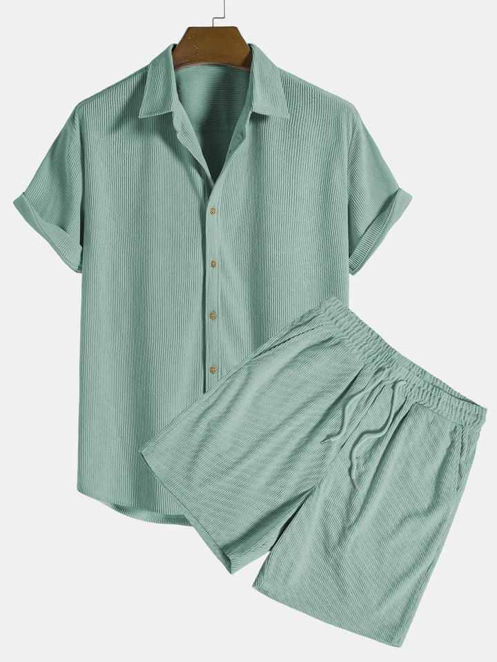 Ensemble été homme Maxime | Chemise à col ouvert & short élastique en coton 3