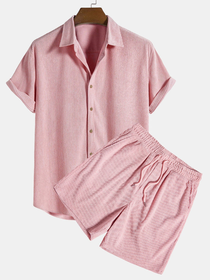 Ensemble été homme Maxime | Chemise à col ouvert & short élastique en coton 5
