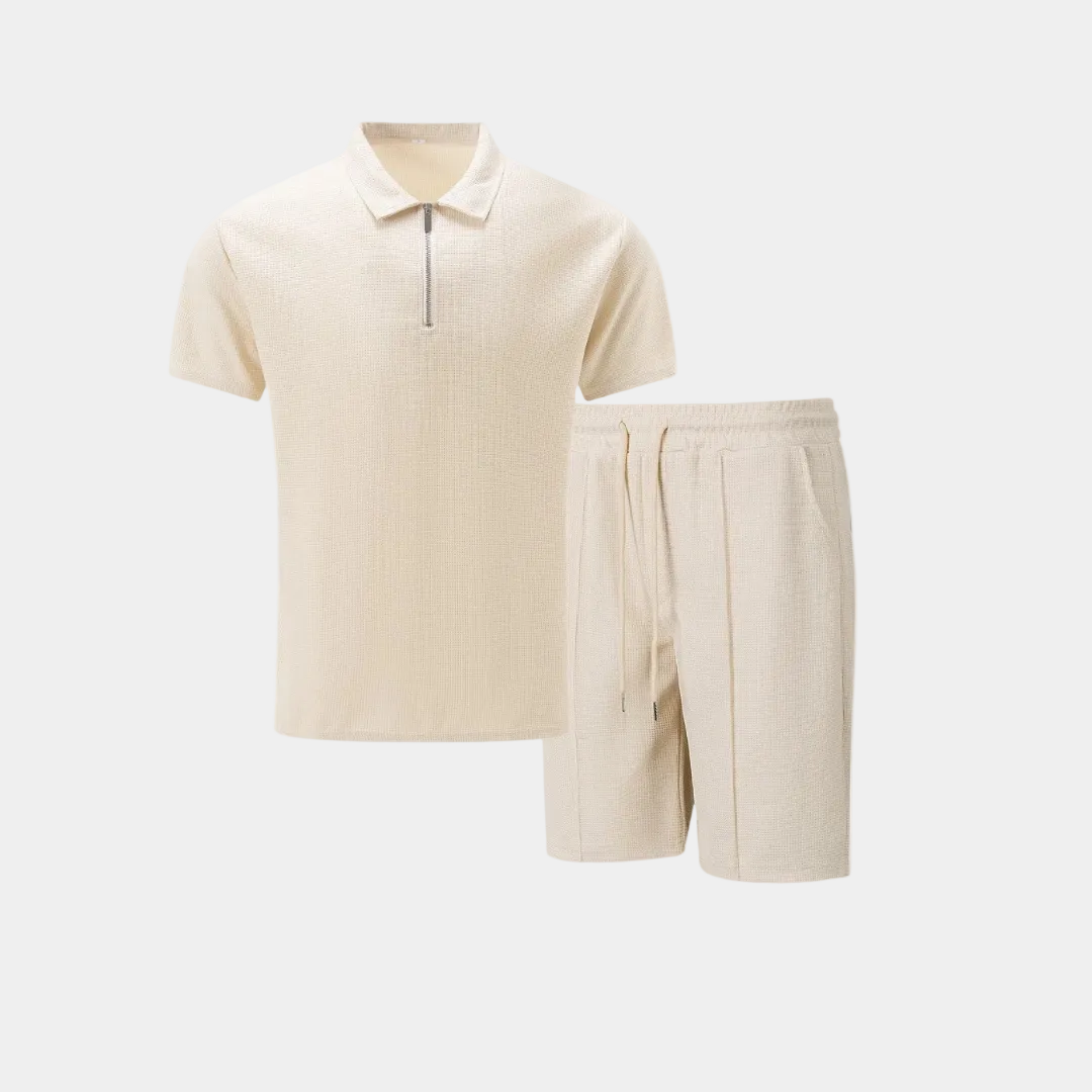 Ensemble été homme Zénith | Polo demi-zip & short élastique en coton 0