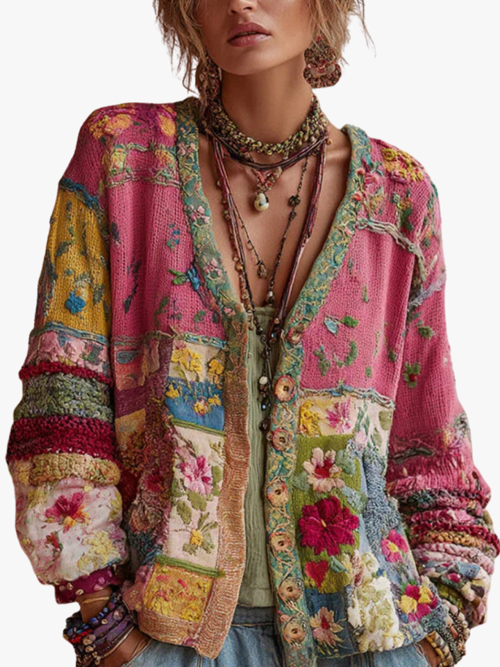 Gilet Floral Mira | Patchwork Élégant en Mélange Doux 1