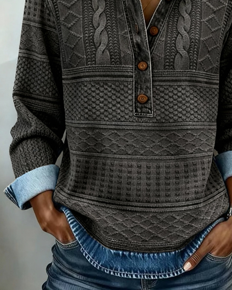Haut Denimia | Maille Douce, Col Polo Élégant 4