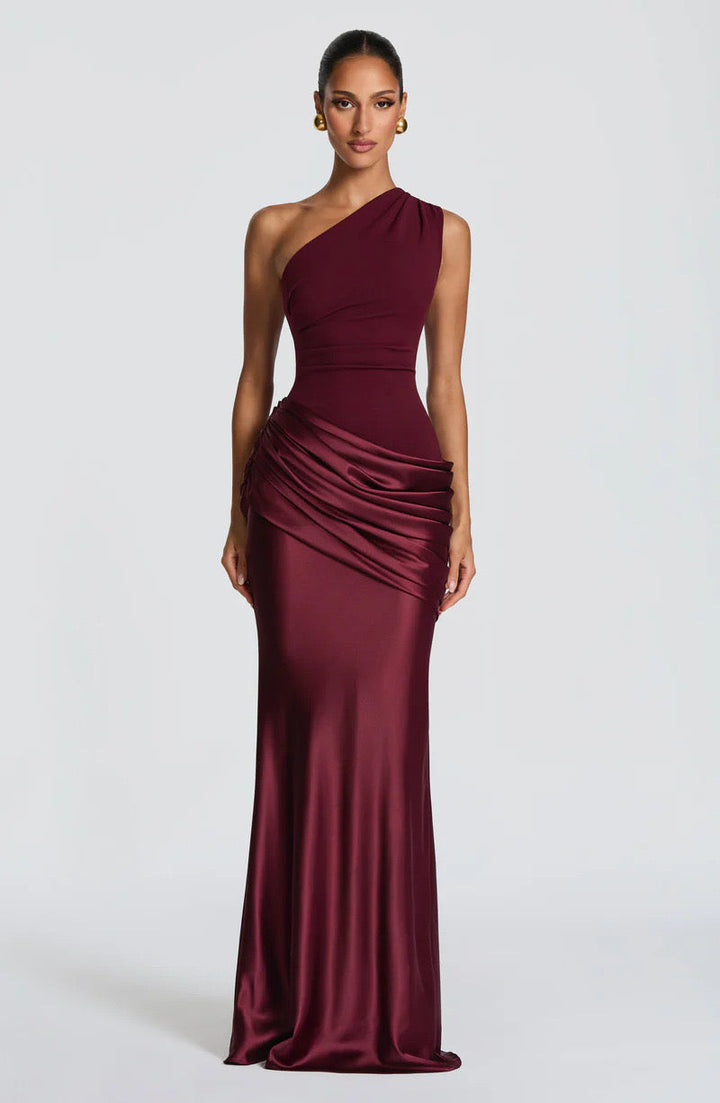Robe Longue Capucine | Épaule Unique, Détail Drapé, Élégance 4