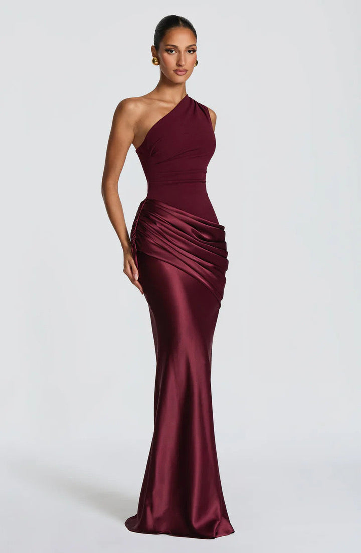 Robe Longue Capucine | Épaule Unique, Détail Drapé, Élégance 5