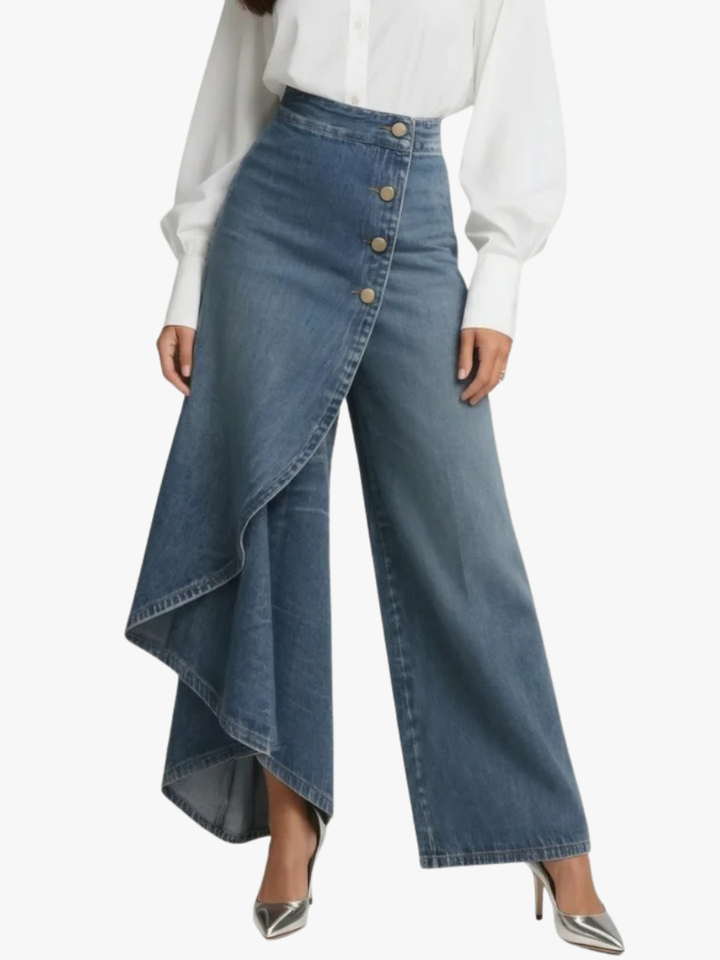 Jean Large Livia | Détail Asymétrique & Coupe Fluide pour Femme 1