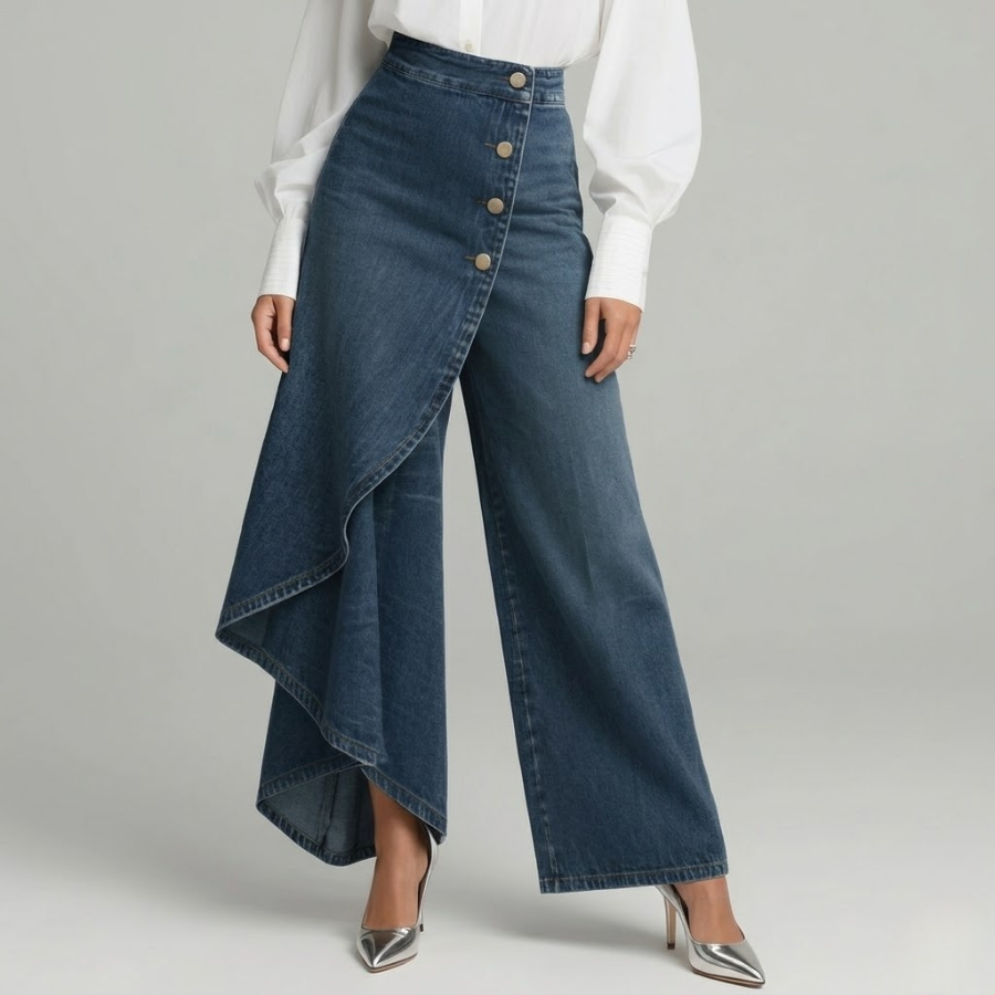 Jean Large Livia | Détail Asymétrique & Coupe Fluide pour Femme 3