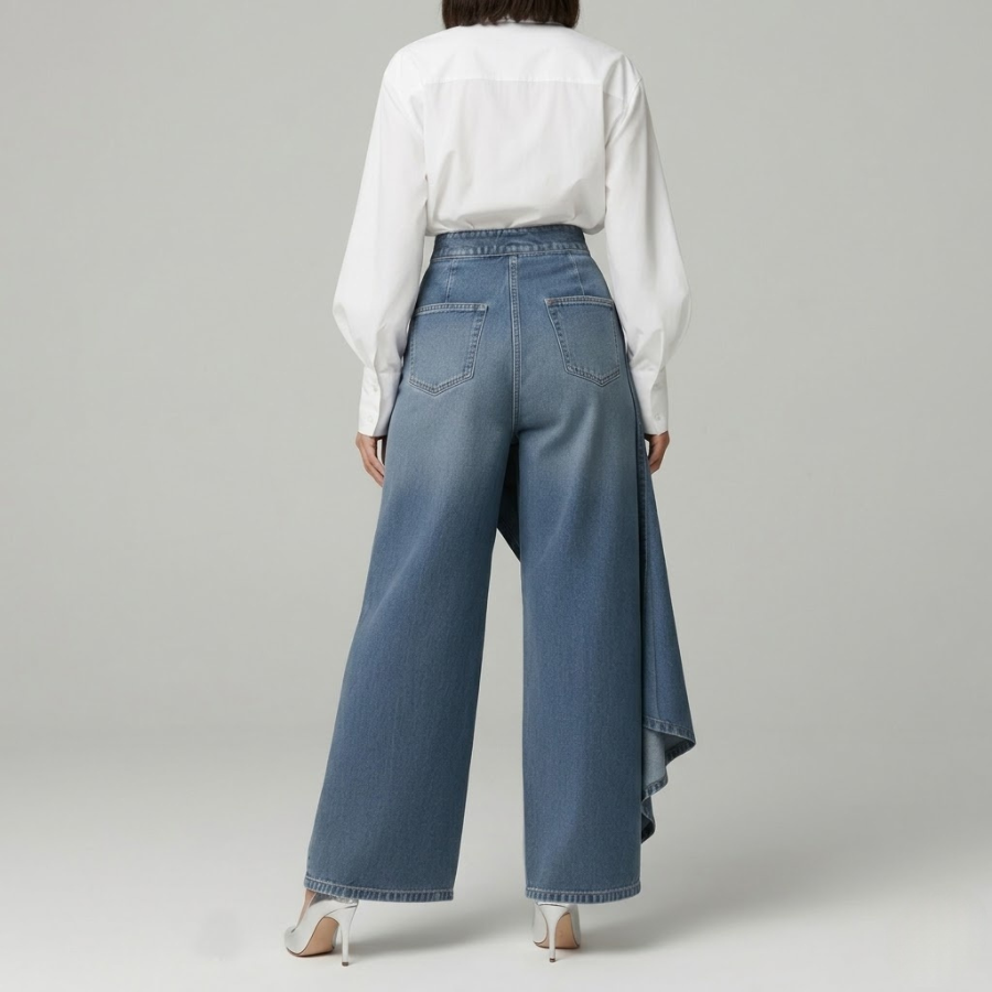 Jean Large Livia | Détail Asymétrique & Coupe Fluide pour Femme 5