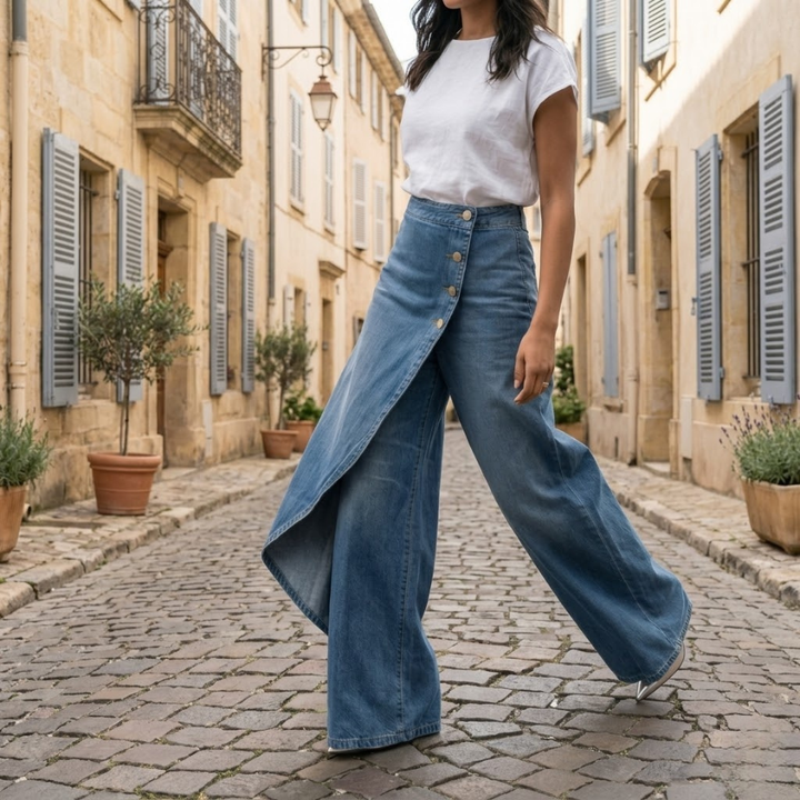 Jean Large Livia | Détail Asymétrique & Coupe Fluide pour Femme 6