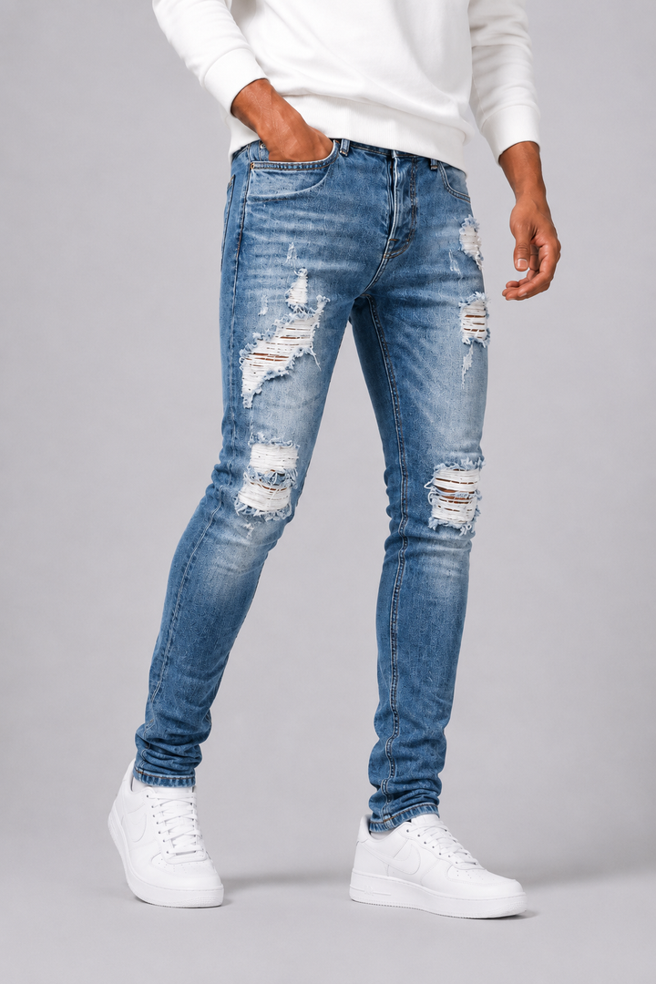 Jean slim Celvoir | Denim déchiré, coupe ajustée moderne 3