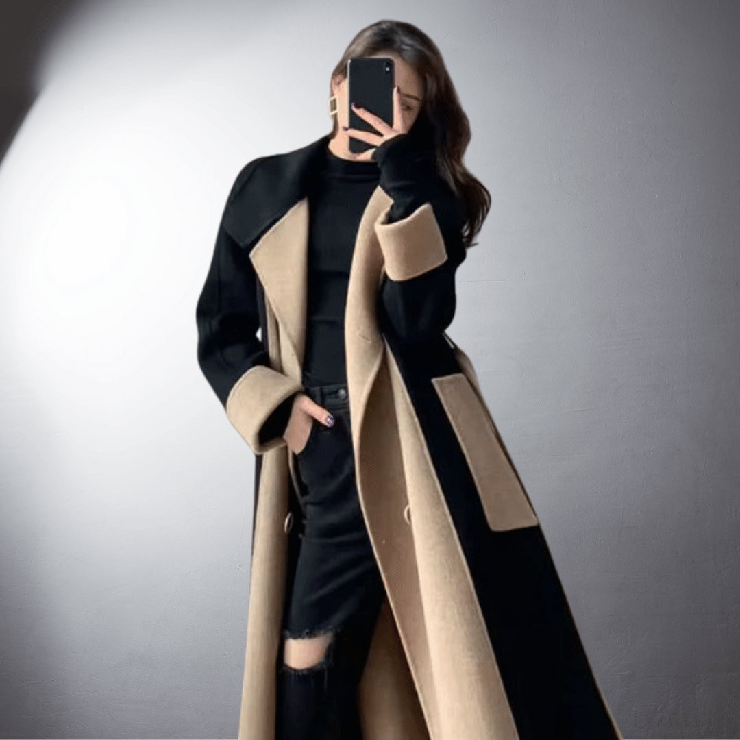 Manteau Bicolore Bella pour Femmes | Coupe Droite, Idéal Hiver 0