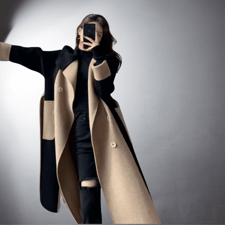 Manteau Bicolore Bella pour Femmes | Coupe Droite, Idéal Hiver 5