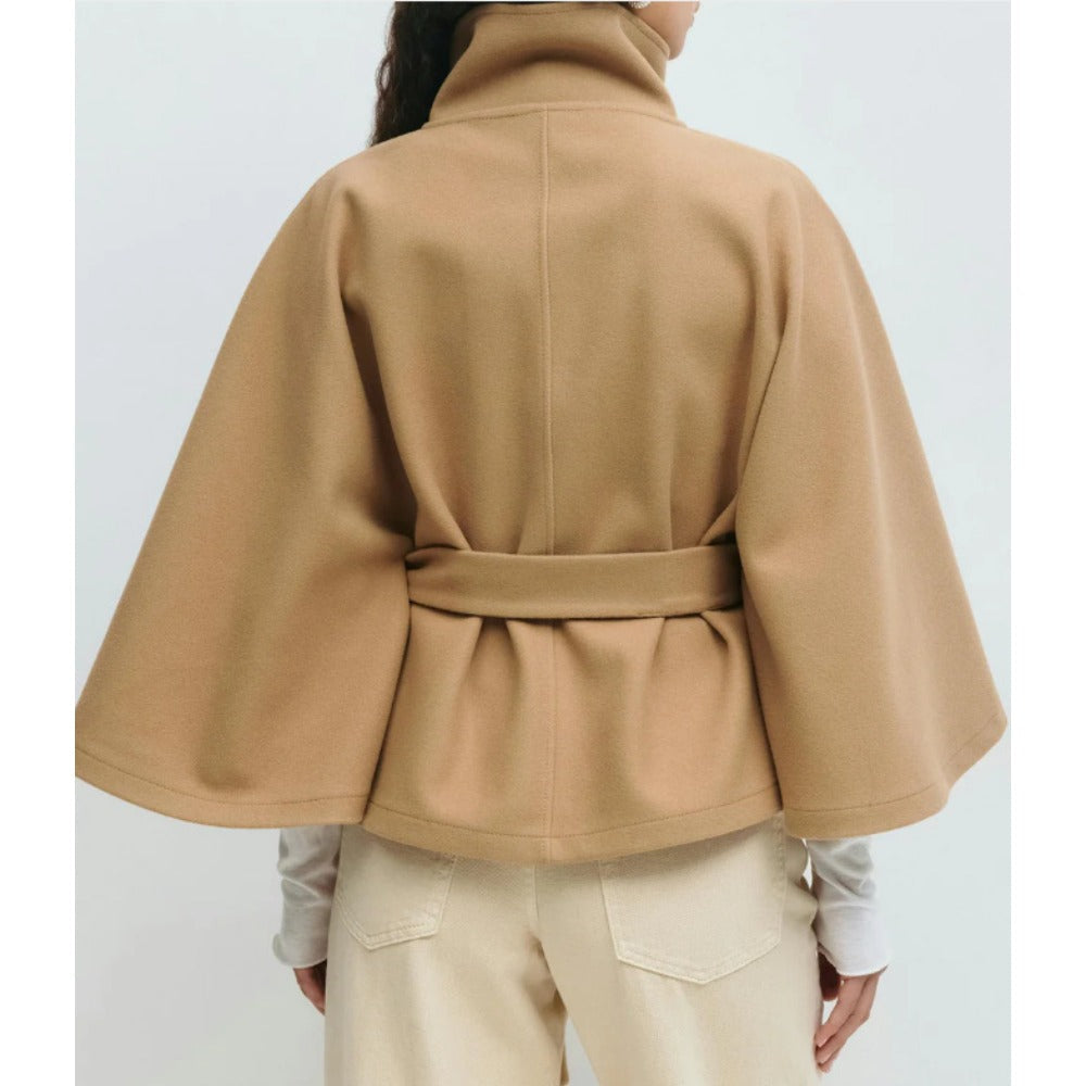 Manteau Cape Élégant pour Femme | Col Haut, Ceinture Ajustable 1